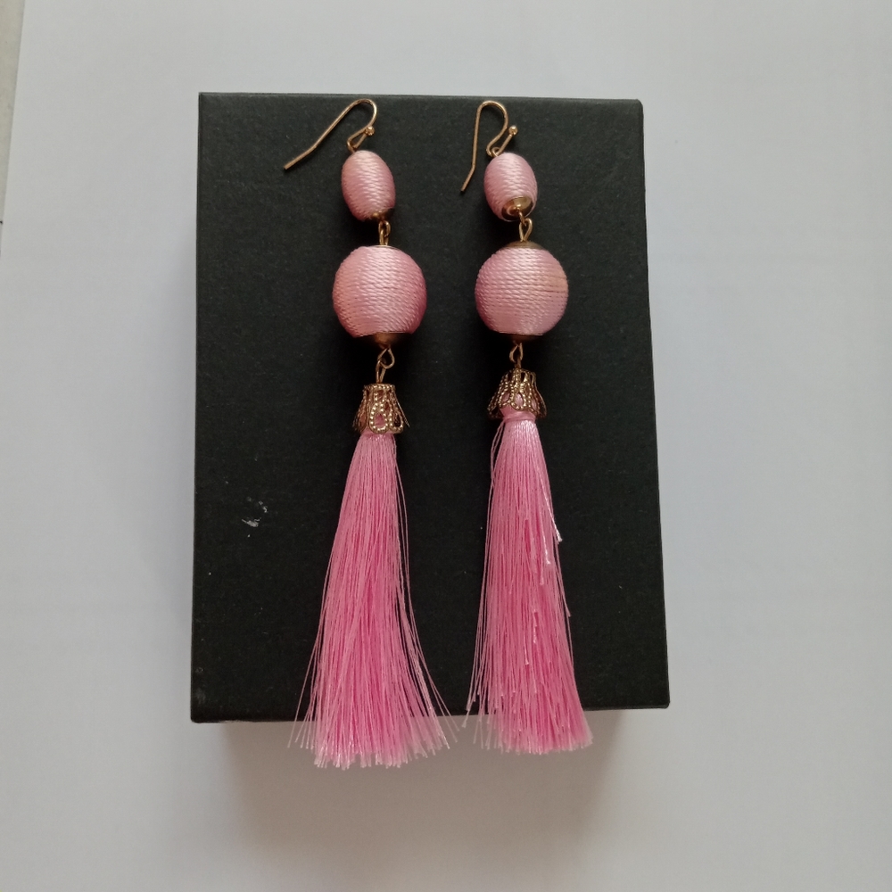 Long pink earrings